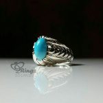 Original High-Quality Neyshabury Turquoise With Handmade Silver Ring MR0004