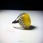 Yellow Agate with Sharaf Al Shams Hirz With Silver Ring MR0006