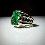 Elegant High Quality Synthetic Emerald And Handcrafted Silver Frame MR0008