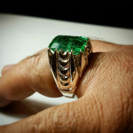 Elegant High Quality Synthetic Emerald And Handcrafted Silver Frame MR0008