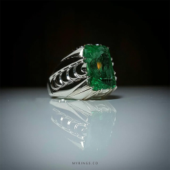 Elegant High Quality Synthetic Emerald And Handcrafted Silver Frame MR0008