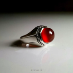 Natural Red Agate with Handmade Silver Ring MR0011