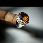 Natural Yellow Citrine with Handmade Silver Ring MR0012