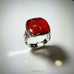 Natural Red Agate with Handmade Silver Ring MR0014