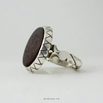 Dark Red Yemeni Agate with Handmade Silver Ring MR0015