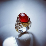 Red onyx with silver handmade stirrup MR0018