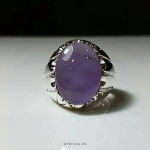 Yemeni purple agate with handmade silver stirrup MR0023