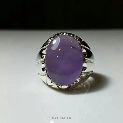 Yemeni purple agate with handmade silver stirrup MR0023
