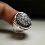 Handmade ring with black Yemenite agate MR0024