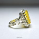 Handcrafted Silver Ring with Yellow Agate and Sharaf Al Shams Hirz Engraving - A Symbol of Energy and Spirituality MR0025 - Image 2
