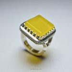 Handcrafted Silver Ring with Yellow Agate and Sharaf Al Shams Hirz Engraving - A Symbol of Energy and Spirituality MR0025 - Image 5