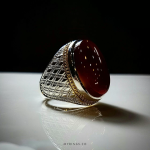 Yemeni dark red agate ring with handmade stirrup MR0026