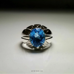 Blue topaz ring with handmade silver bezel MR0030