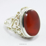 Yemeni red agate with handmade silver stirrup MR0039