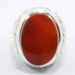 Yemeni red agate with handmade silver stirrup MR0039