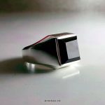 Yemeni black agate ring with handmade silver ring