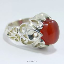 Red Yemeni Agate with Handmade Silver Ring MR0043