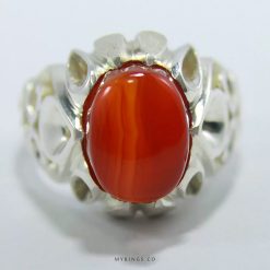 Red Yemeni Agate with Handmade Silver Ring MR0043
