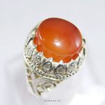 Orange Yemeni Agate with Handmade Silver Ring MR0044