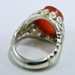 Orange Yemeni Agate with Handmade Silver Ring MR0044