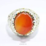 Orange Yemeni Agate with Handmade Silver Ring MR0044