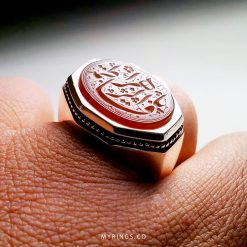 Handmade Silver Ring With Original Brown Yemeni Akeek MR0049