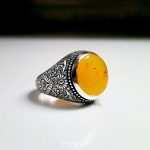 Orange Yemeni Agate with Handmade Silver Ring MR0050