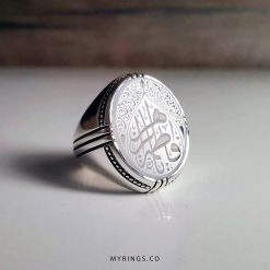 Handmade Silver Ring With Original White Yemeni Akik MR0051