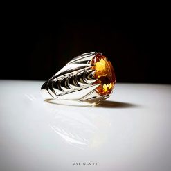 Natural Yellow Citrine With Handmade Silver Ring MR0054