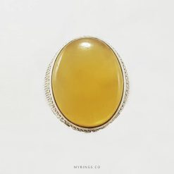 Natural Yellow Agate with Handmade Silver Ring MR0056