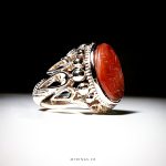 Red Yamani Aqeeq with Handmade Silver Ring MR0058