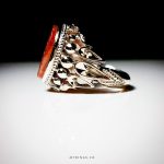Red Yamani Aqeeq with Handmade Silver Ring MR0058