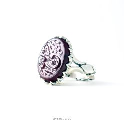 Handmade Silver Ring With Original Dark Red Yemeni Agate MR0063