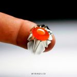 Orange Yemeni Aqiq With Handmade Silver Ring MR0067 - Image 2