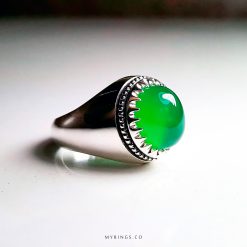Natural Greed Agate with Handmade Silver Ring MR0069