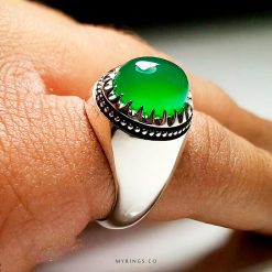 Natural Greed Agate with Handmade Silver Ring MR0069