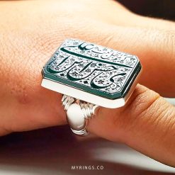 Handmade Silver Ring With Natural Khorasani Green Agate MR0074