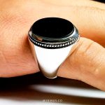 Black Yemeni Akeek Jaz With Handmade Silver Ring MR0089