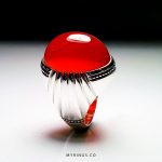 Special Red Yamani Aqeeq With Handmade Silver Ring MR0090