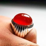 Special Red Yamani Aqeeq With Handmade Silver Ring MR0090