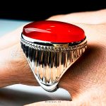 Handmade Silver 925 Ring With Original Red Yamani Aqeeq MR0094