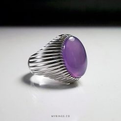 Unique Purple Yemeni Agate with Handmade Silver Ring MR0117