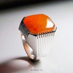 Orange Yemeni Agate With Handmade Silver Ring MR0118