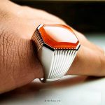 Orange Yemeni Agate With Handmade Silver Ring MR0118