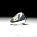 Black Yemeni Aqeeq And Handmade Silver Ring MR0131