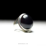 Black Yemeni Aqeeq And Handmade Silver Ring MR0131