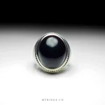 Black Yemeni Aqeeq And Handmade Silver Ring MR0131