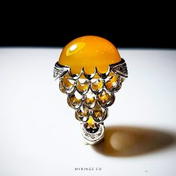 MR0144-Orange-Yemeni-Agate-With-Handmade-Silver-Ring