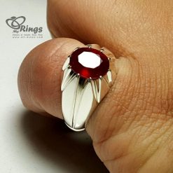 Red Ruby With Handmade Silver Ring