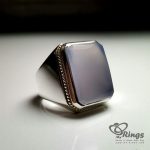 Blue-Purple Yemeni Aqeeq with Classic Silver Ring